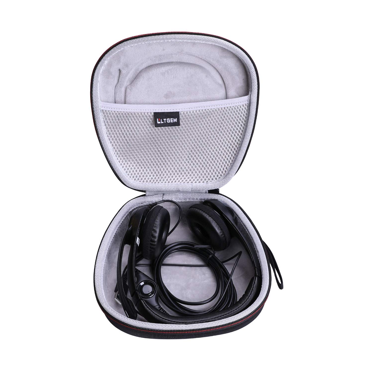 LTGEM Hard Protective Headphone Case for Logitech H390 H430 H570e Zone 300 301 & JLab Go Work JIAMQISHI EAGLEND Headsets - Durable Black Grey Storage Box for Travel Office Home Use