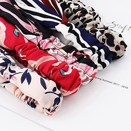 FAMEZA 12 Pack Boho Headbands for Women - Non Slip Floral Elastic Hair Bands, Criss Cross Twisted Head Wraps - Perfect for Yoga, Workouts, and Casual Fashion Accessories