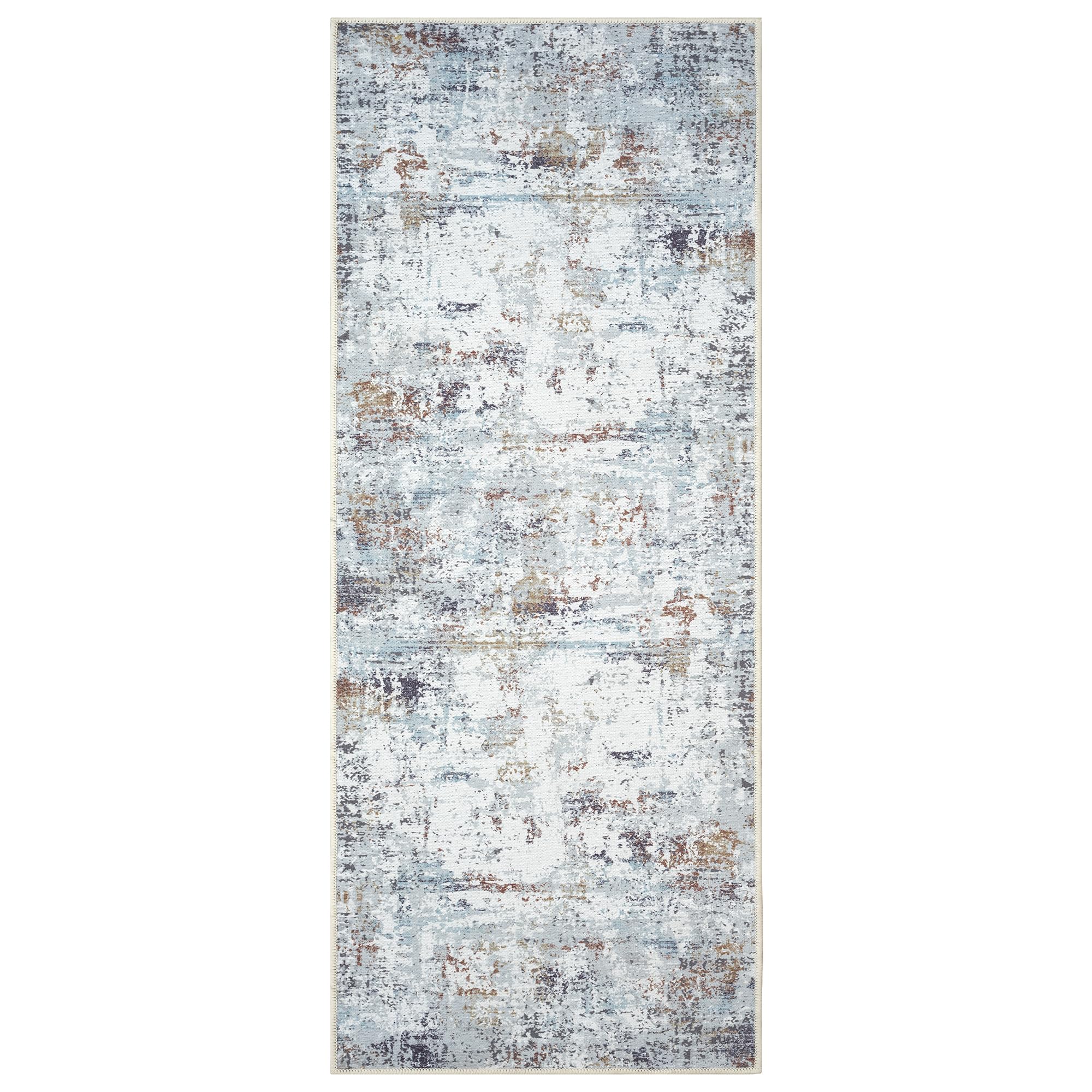 GLN Rugs Contemporary Collection - Machine Washable Modern Abstract Area Rug, Non-Slip Living Room Rug, Bedroom & Bathroom Carpet (2'6