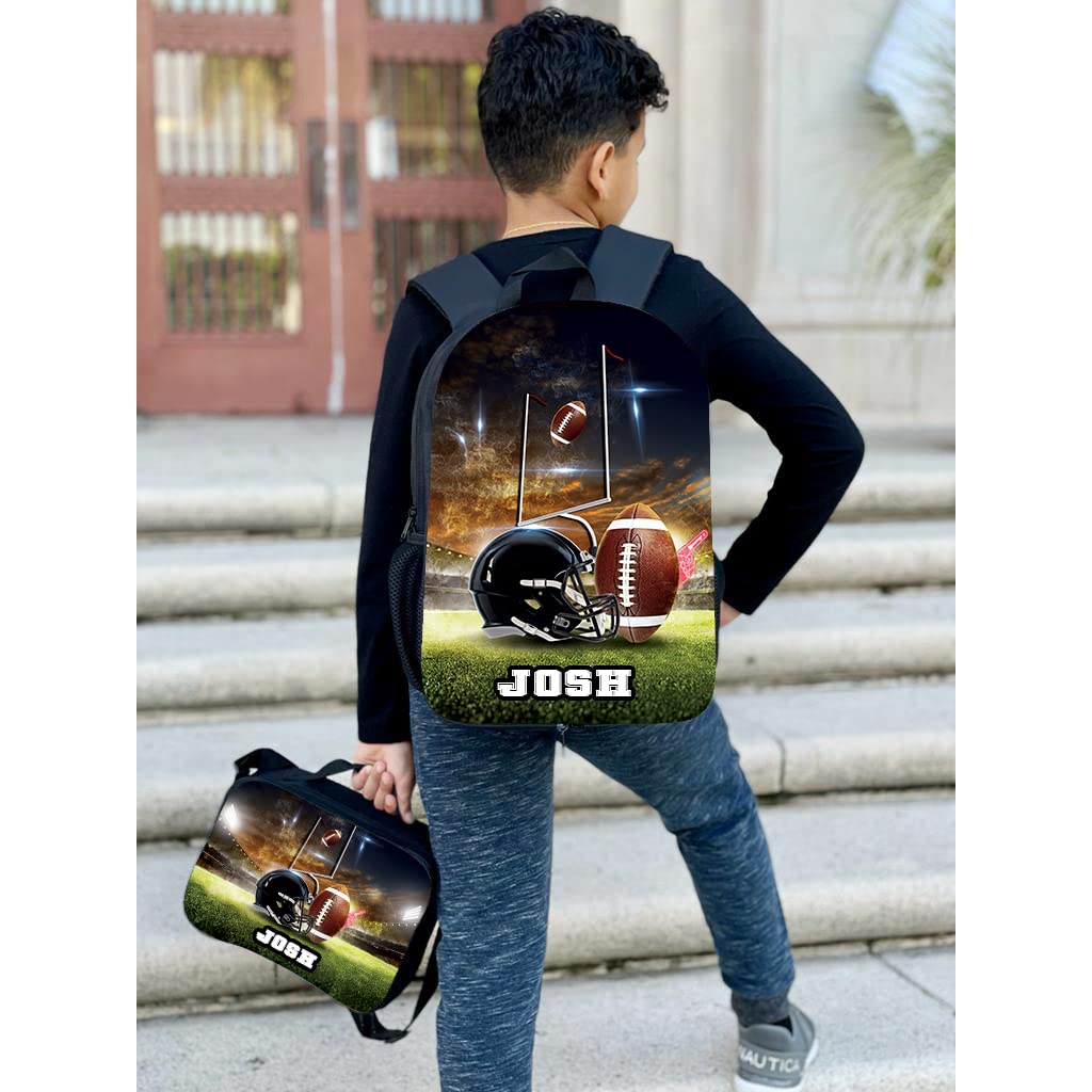 Personalized 16 Inch Football Sports Backpack - Custom Name or Text - Perfect for School, Travel & Game Day