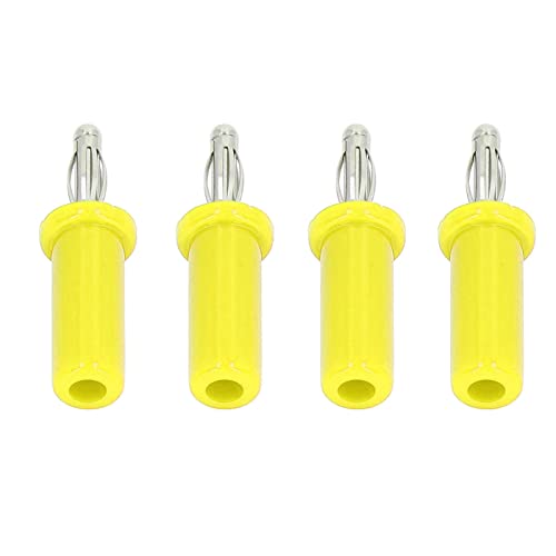 Premium Brass + ABS Banana Plugs 30VAC-60VDC - Stable & Easy to Install Soldered Connectors for Automotive, Home Audio & DIY Electronics (Yellow) - Perfect for Car Wiring, Speaker Systems & Electrical Projects