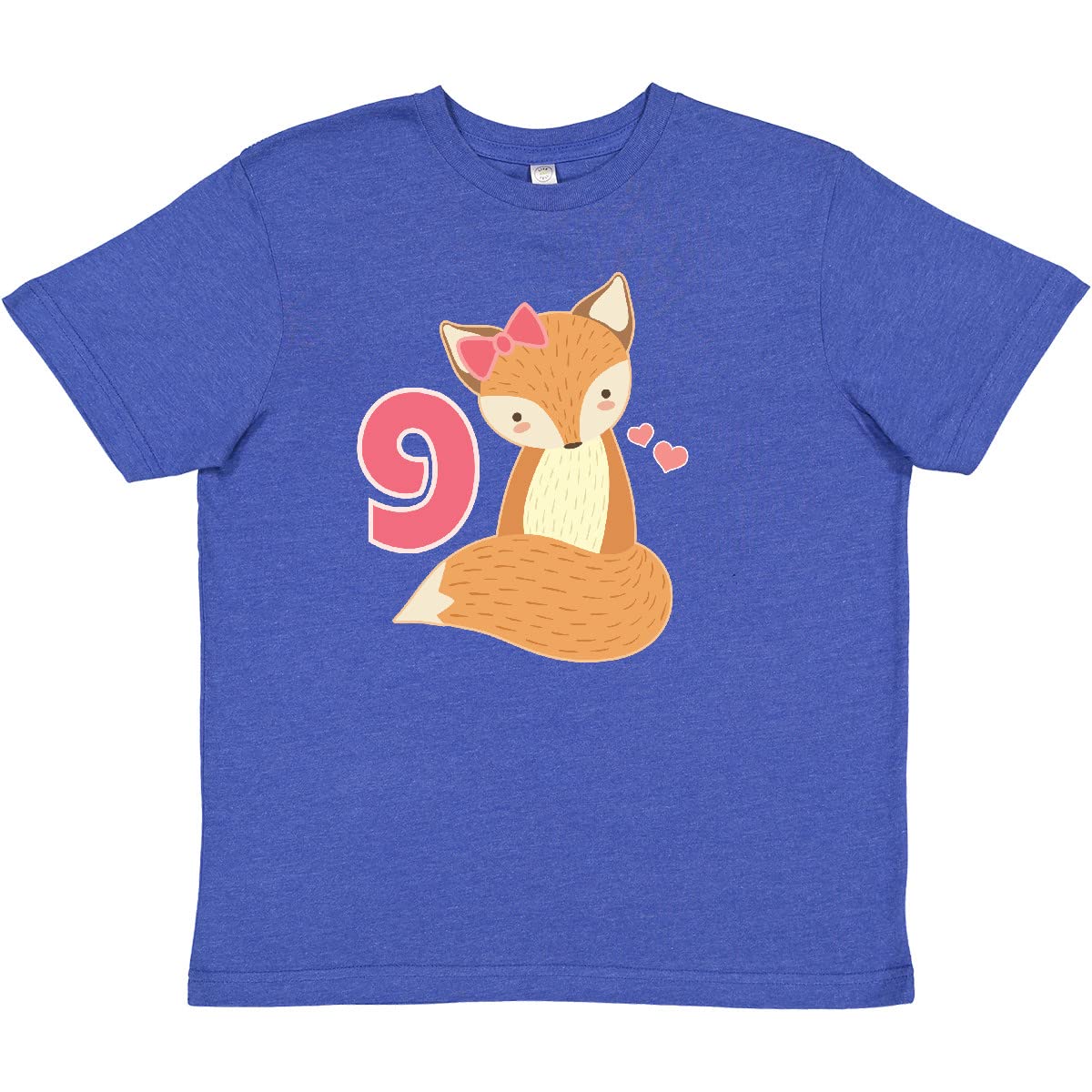 Inktastic 9th Birthday Fox T-Shirt for 9 Year Old Kids - Fun Birthday Party Outfit & Gift Idea