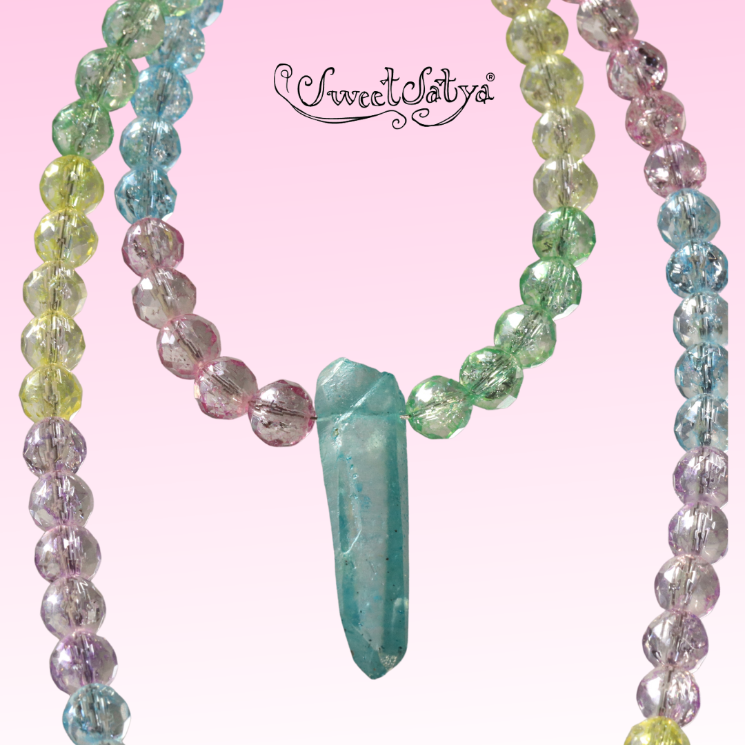 SweetSatya Colored Quartz Crystal Necklace for Women - Healing Stone Jewelry for Energy Balance & Chakra Alignment - Perfect for Meditation, Yoga & Spiritual Gifts