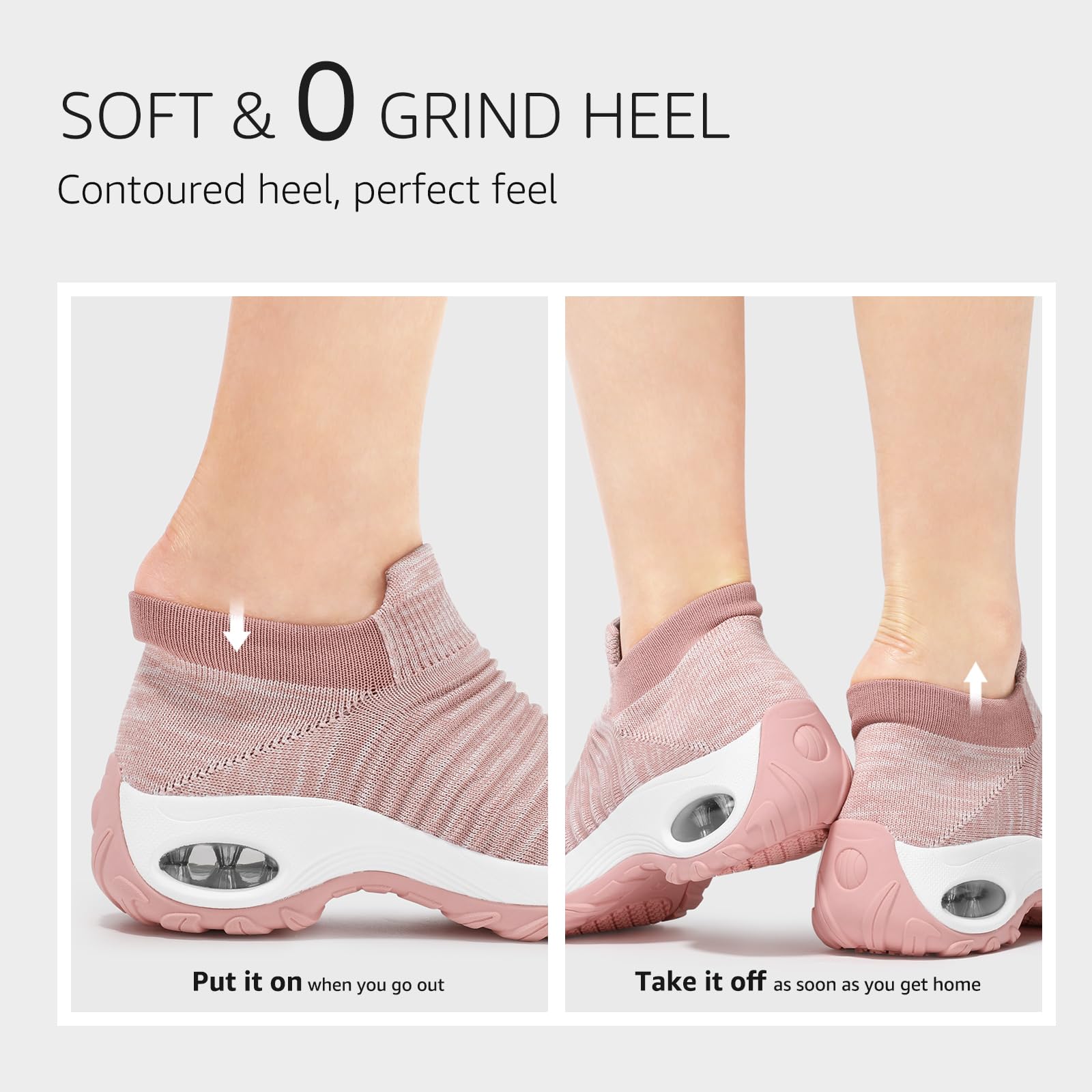 HKR Women's Slip-On Walking Shoes - Breathable Mesh Upper, Cushioned Sock Sneakers with Arch Support - Lightweight & Comfortable for Walking, Travel, Work - Dark Pink Size 8