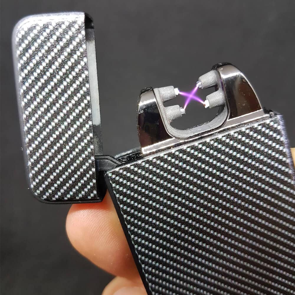 Flame X USB Rechargeable Windproof Arc Lighter - Carbon Fiber for Camping & Outdoor