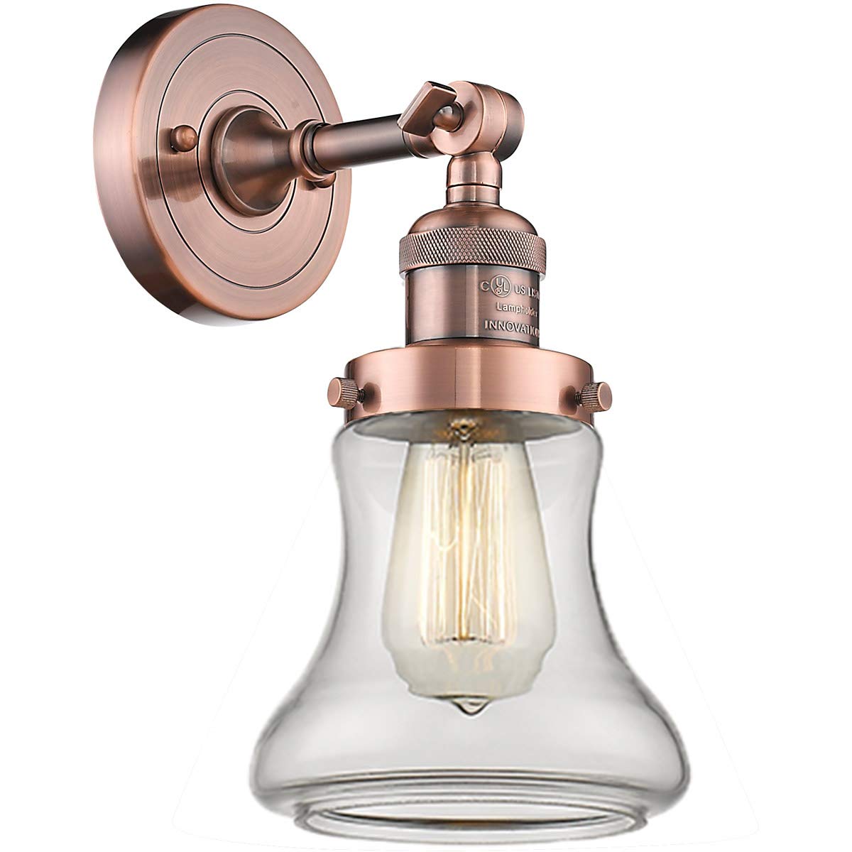 Innovations 201F-AC-G192-LED Semi-Flush Mount Ceiling Light Fixture - Antique Copper Finish, Energy Efficient LED Lighting for Bedroom, Living Room & Hallway