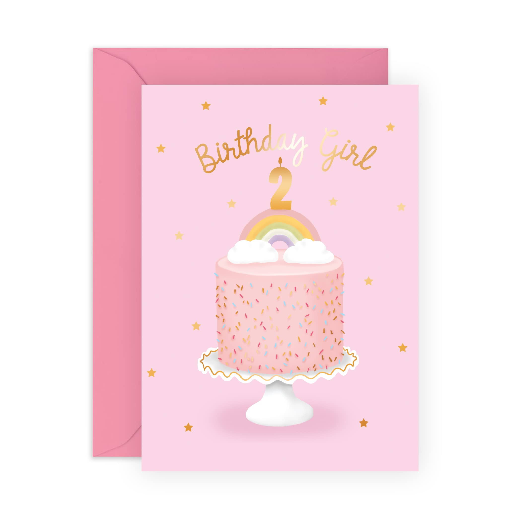 Happy 2nd Birthday Card for Girls - Rainbow & Sprinkles Greeting Card with Fun Stickers - Perfect for Daughter, Granddaughter or Kids - Celebrate Turning Two Years Old - Ideal for Birthday Parties, Gift Giving & Special Moments