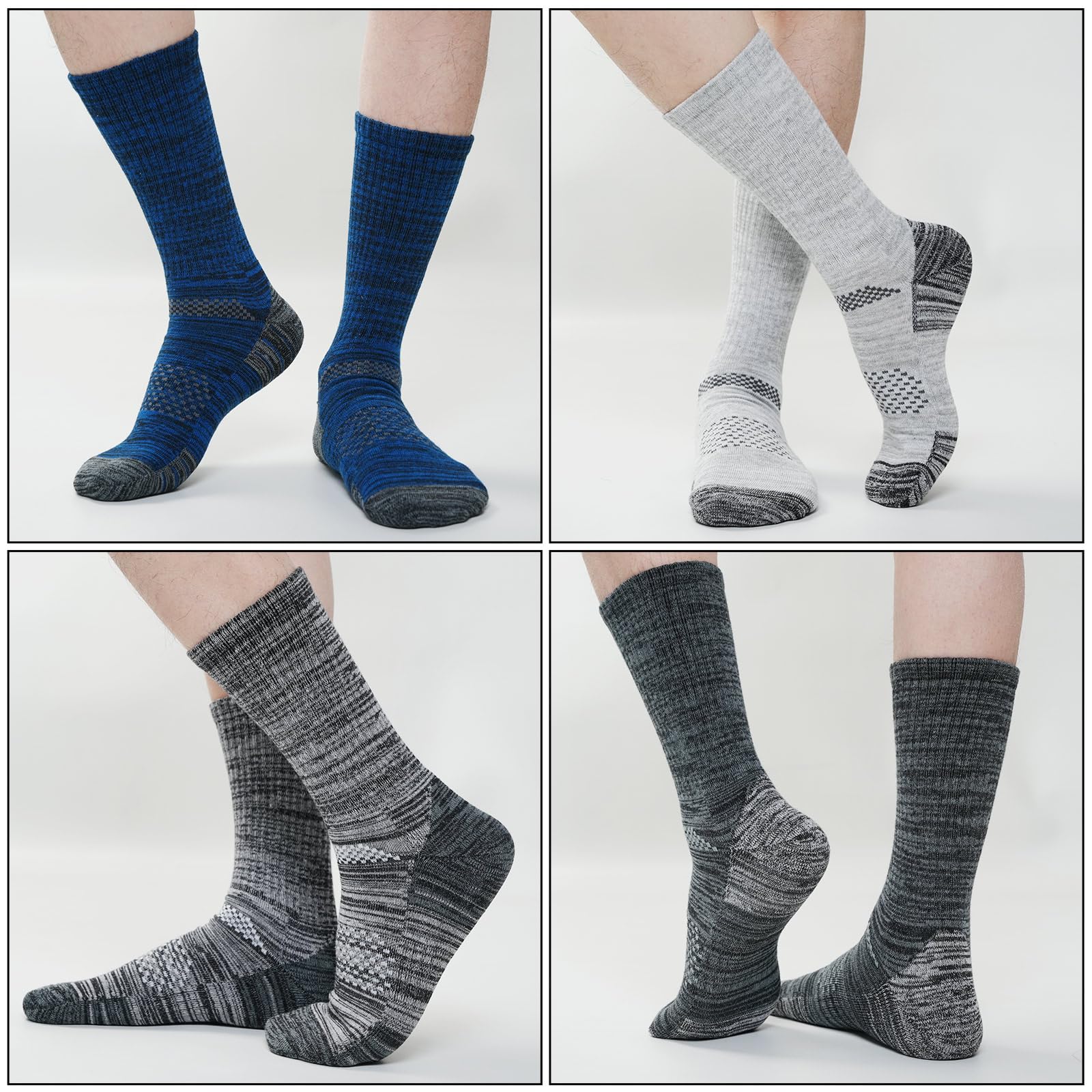 Men's Cushioned Crew Work Socks - Moisture Wicking Cotton Boot Socks for Hiking, Sports & Running | Athletic Calf Socks for Outdoor Activities & Daily Wear
