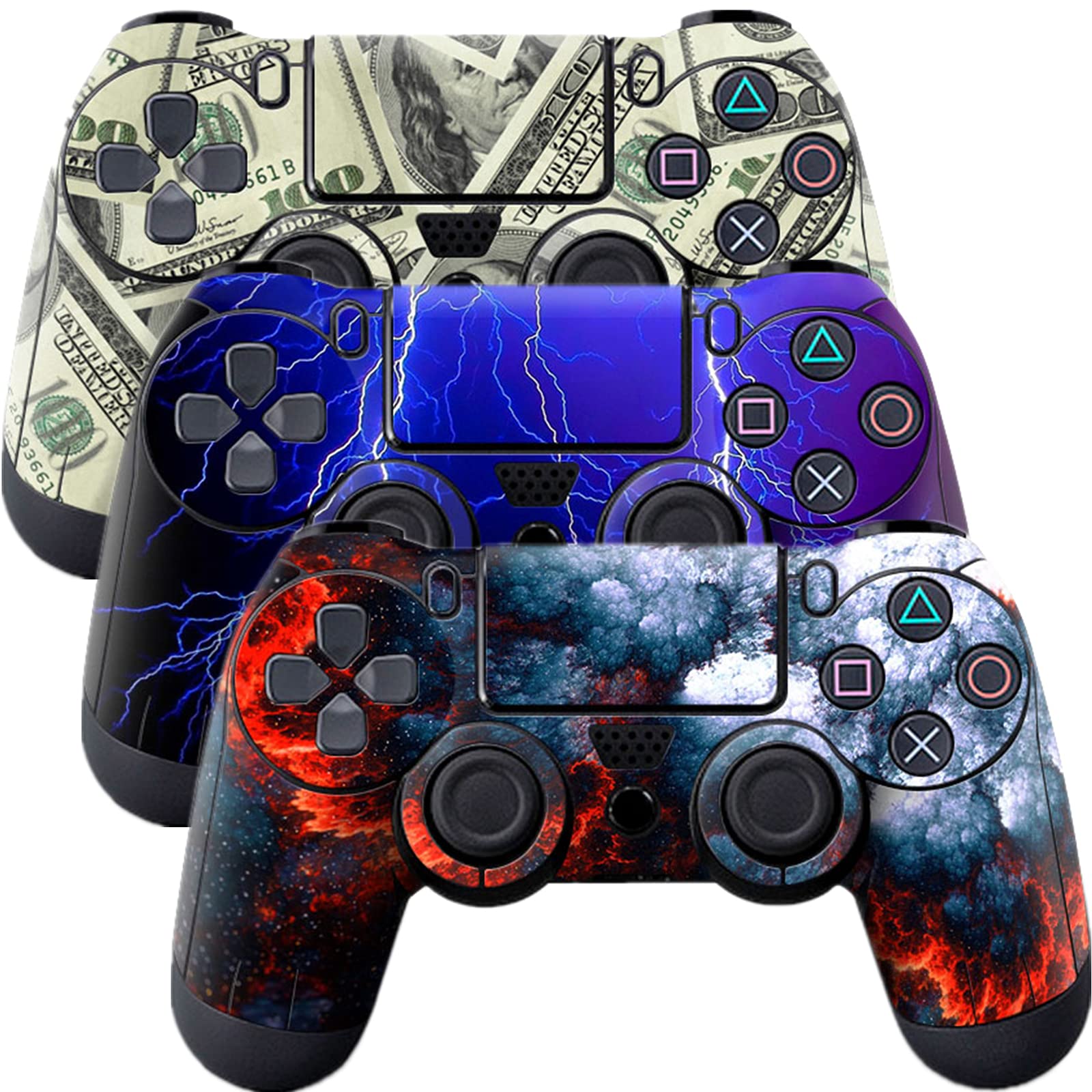 3-Piece Full Body Vinyl Decal Skin Cover for PS4 Controller - Protective Custom Sticker for PlayStation 4 (PS4 Controller #2) - Perfect for Gaming, Collecting & Personalization