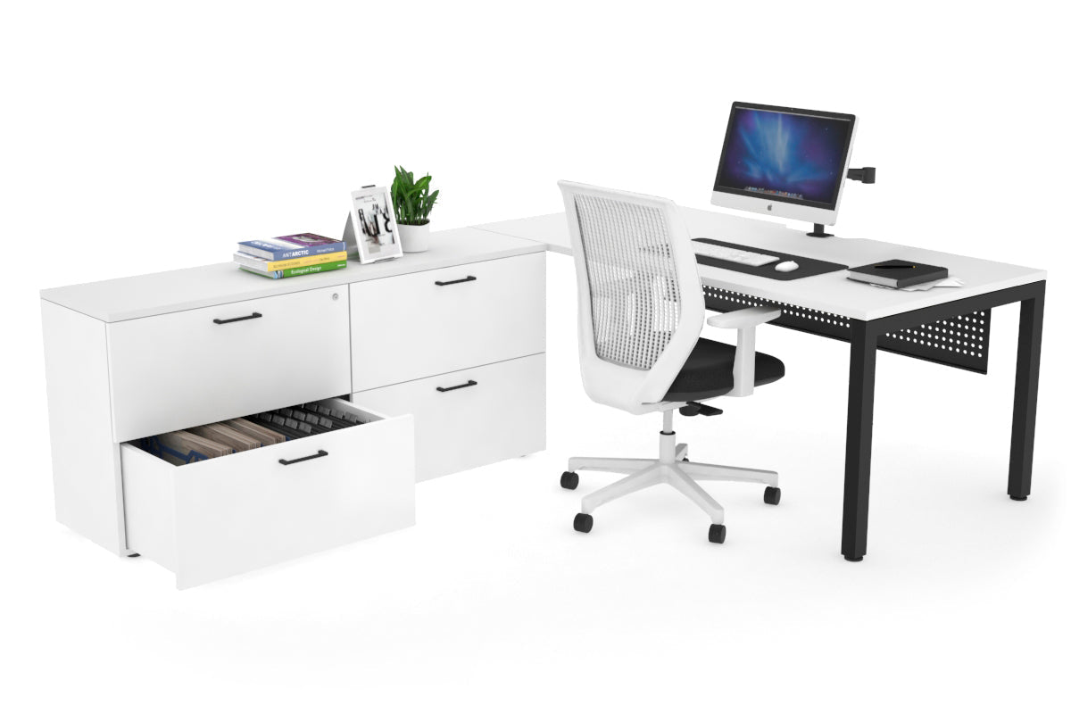 Quadro Square Executive Standing Desk Black Frame [1800L x 800W with Cable Management] - Perfect for Home Office & Modern Workspace Setup