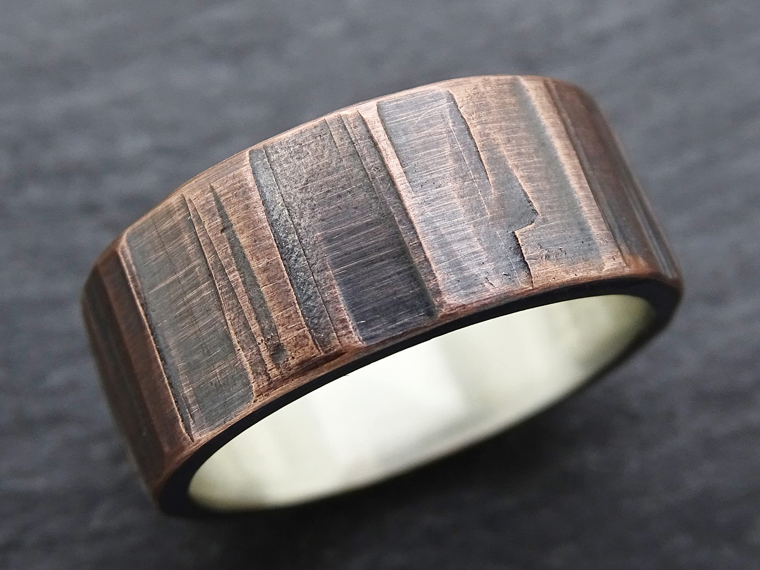 Men's Copper Wedding Ring - Rustic Mixed Metal Viking Band, Celtic Design Unique Anniversary Gift for Him - Perfect for Weddings, Engagements & Special Occasions