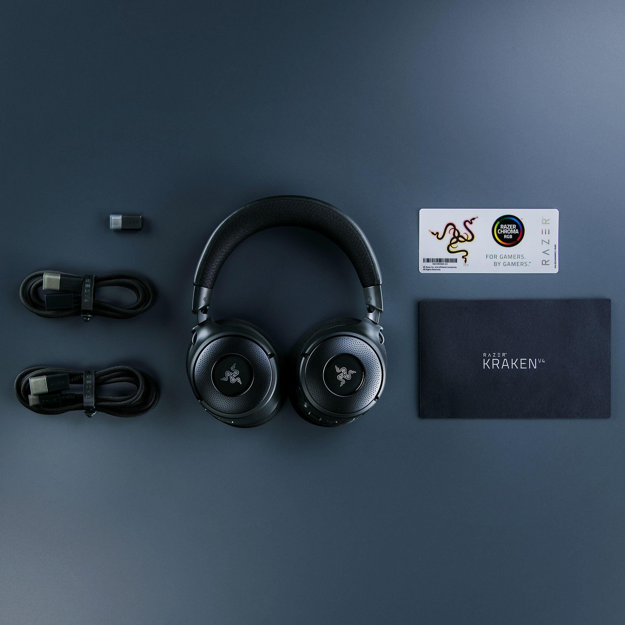 Razer Kraken V4 Wireless Gaming Headset with 2.4GHz & Bluetooth - 40mm Drivers, Super Wideband Mic, 9-Zone RGB Lighting - Compatible with PC, Mac, PS5, Switch, Steam Deck & Smartphones - Perfect for Gaming, Streaming & Online Meetings (Black)