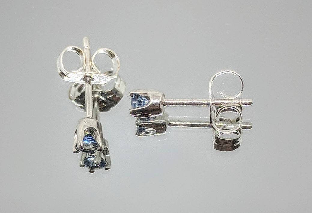Solid Sterling Silver 2.5mm Round Genuine Blue Sapphire Stud Earrings - 0.25ct Tiny Elegant Earrings for Women & Kids - Perfect for Everyday Wear, Gifts & Special Occasions