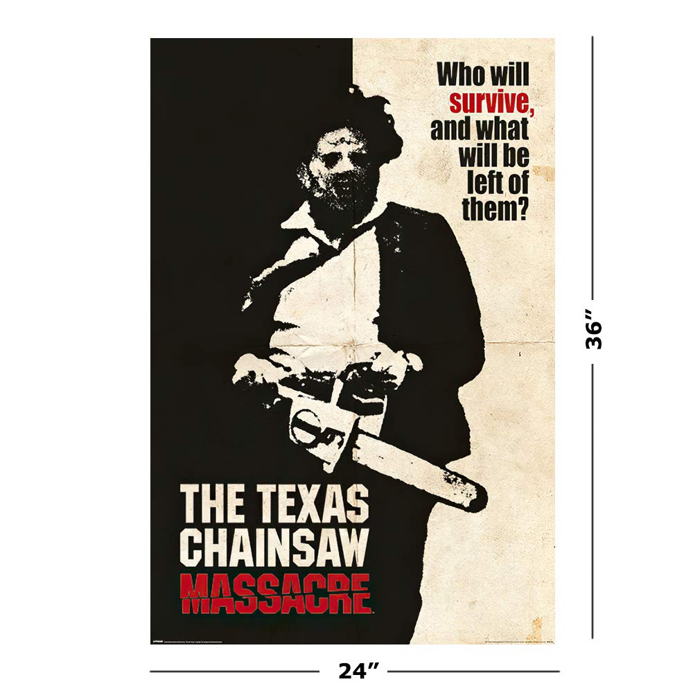 The Texas Chainsaw Massacre Movie Poster - Leatherface Horror Film Art Print (24x36 Inches) - Perfect for Halloween Decor, Horror Movie Collection & Man Cave Wall Art