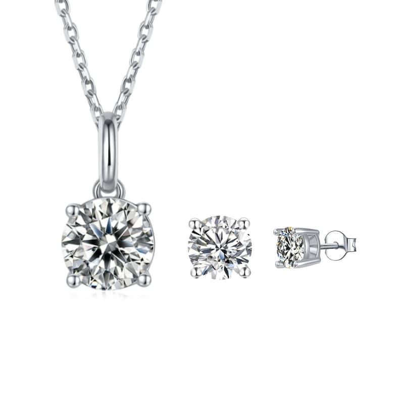 Stunning White Moissanite Jewelry Set - Elegant Necklace & Earrings for Women | Perfect for Weddings, Anniversaries & Special Occasions