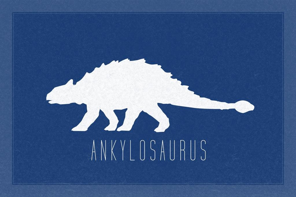 Ankylosaurus Dinosaur Wall Art Print - Blue Dinosaur Poster for Kids Room Decor (24x16 Inches) - Perfect for Bedroom, Nursery, Playroom & Classroom Wall Decor