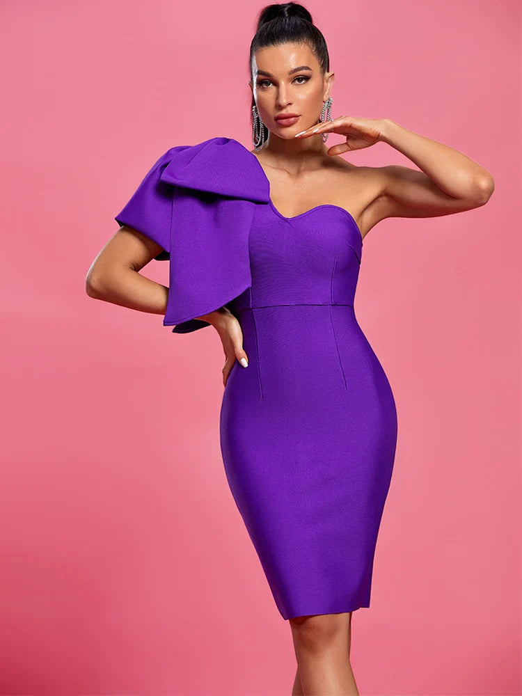 Elegant Purple One Shoulder Bandage Dress for Women - Sexy Ruffle Party Dress, Club Outfit, Birthday & Evening Wear - Perfect for Summer Nights, Date Nights & Special Occasions