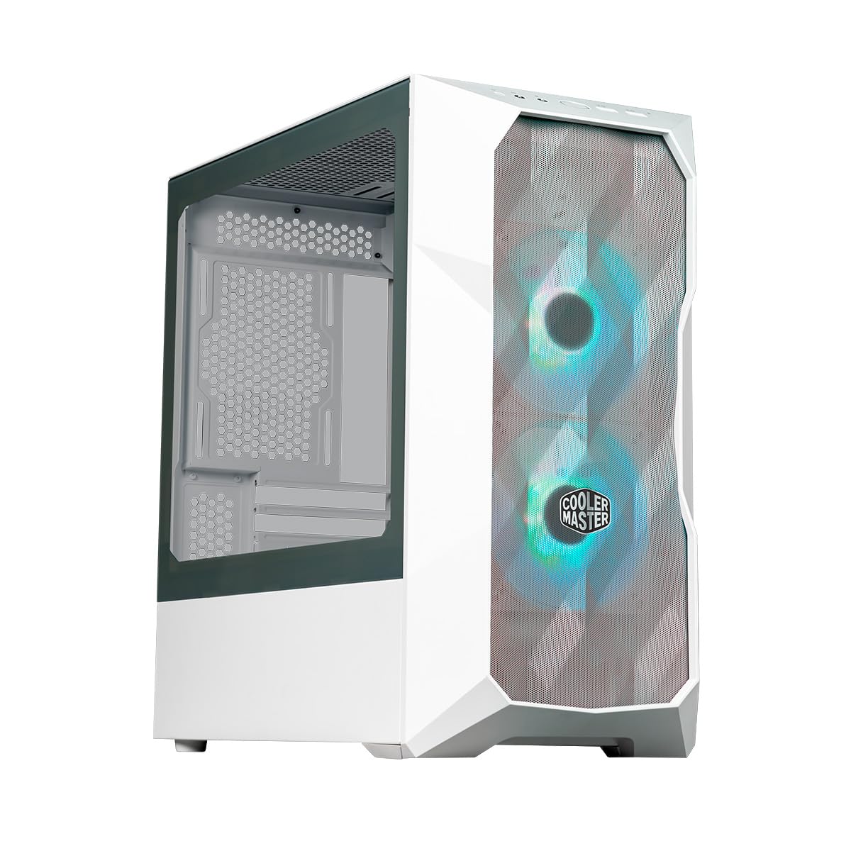 Cooler Master TD300 Mesh White Mini-Tower PC Case - High Airflow Design with 2x120mm ARGB Fans, Micro-ATX/Mini-ITX Support, Tempered Glass Panel - Perfect for Gaming & Streaming Setup