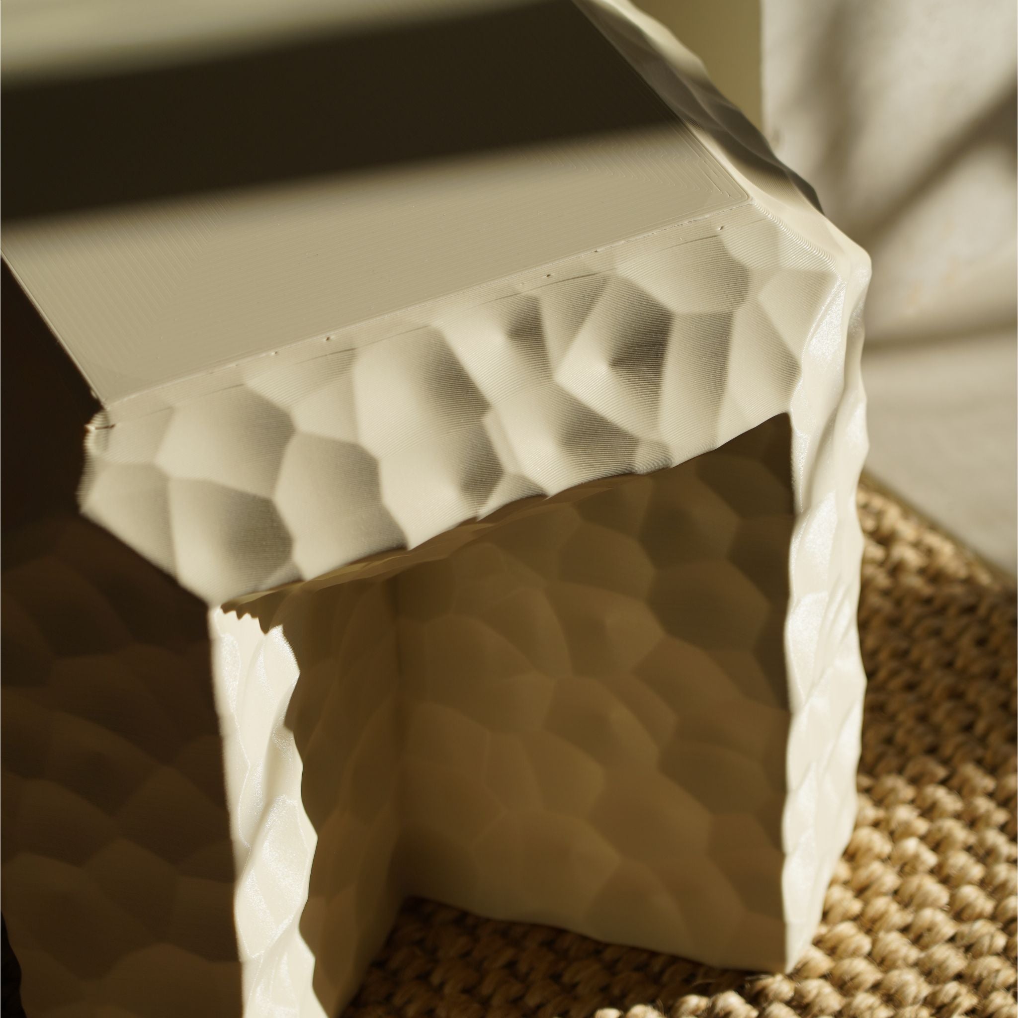 SPECIAL STUDIO Monolithic Side Table - Eggshell Matte Finish, Modern Minimalist End Table for Living Room, Bedroom, or Office Decor