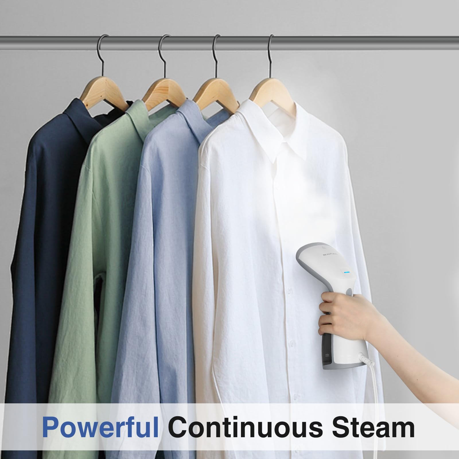 BEAUTURAL 1000W Portable Garment Steamer with 140ML Water Tank - Fast Wrinkle Remover for All Fabrics - Perfect for Home, Office & Travel - Ideal for Wedding Dresses, Suits, Curtains & Daily Outfits