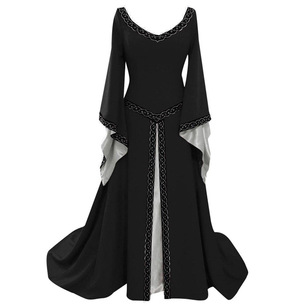 Masbird Plus Size Medieval Retro Princess Dress for Women - Elegant Long Sleeve Evening Gown for Cosplay, Halloween, Renaissance Fair & Special Occasions