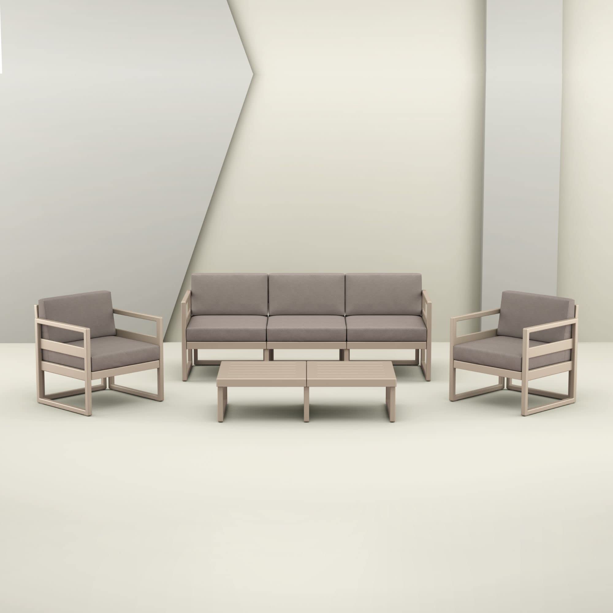 Modern Rectangle Coffee Table with Taupe Finish - Stylish Lounge Table for Living Room, Patio, or Office - Perfect for Coffee, Books, and Decor