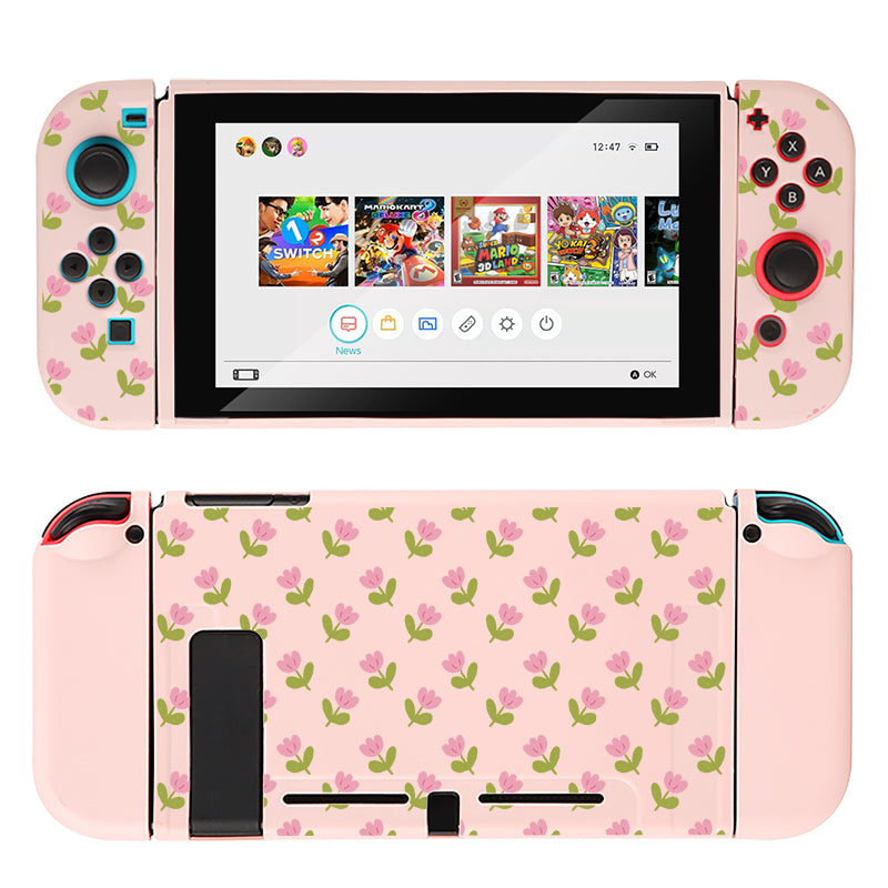 Pink Tulips Protective Case for Nintendo Switch - Slim Fit Cover for Nintendo Switch Console & Joy-Cons - Perfect for Gaming, Travel, and Home Use