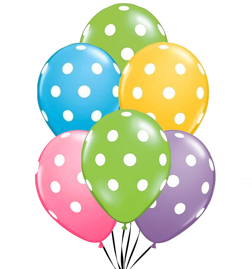 PMU Polka Dot Balloons - 11 Inch Assorted Color Small Balloons (Pack of 100) for Birthday Parties, Weddings, Baby Showers, Christmas, Halloween & Anniversary Decorations - Perfect for Party Favors, Balloon Garlands & Home Decor