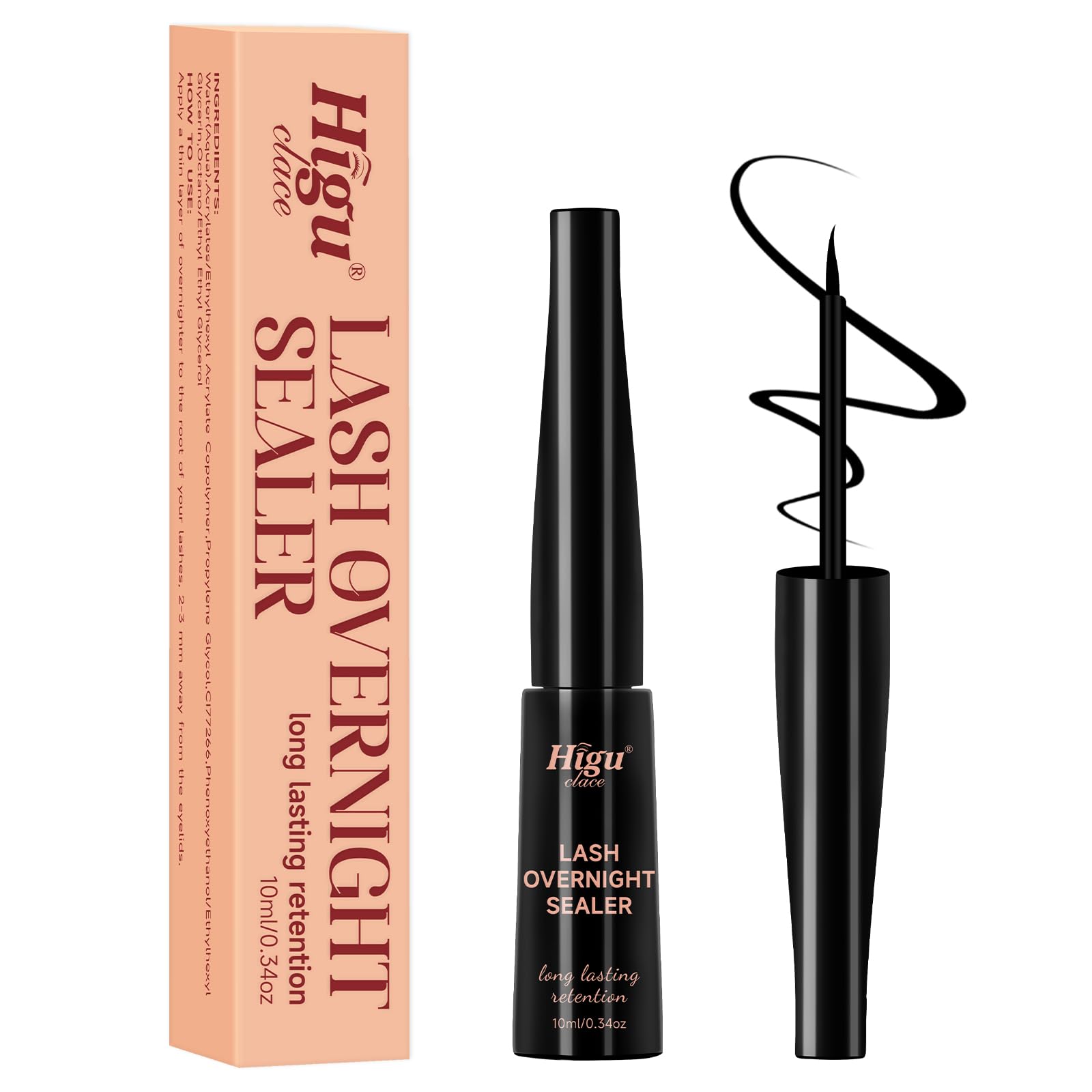 Waterproof Black Lash Sealant for Eyelash Extensions - 10ml Overnight Lash Coating, Long Lasting Cluster Lashes Bond After Brush | Perfect for Salon Professionals & DIY Lash Extensions at Home