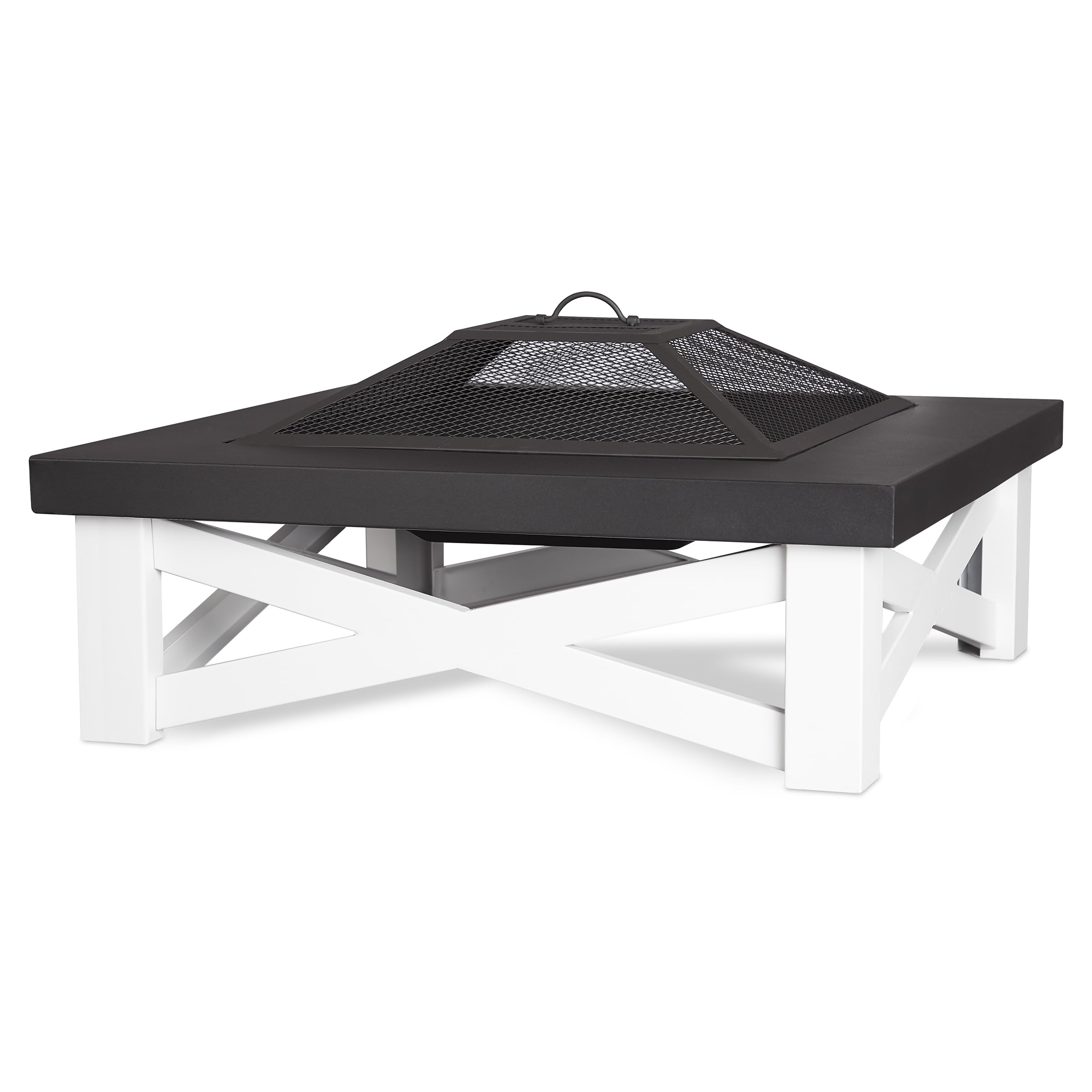 Real Flame Austin Fire Pit - Wood Burning & Freestanding Outdoor Fire Pit with Spark Screen, Log Poker & Storage Cover - Perfect for Backyard, Patio & Camping Gatherings