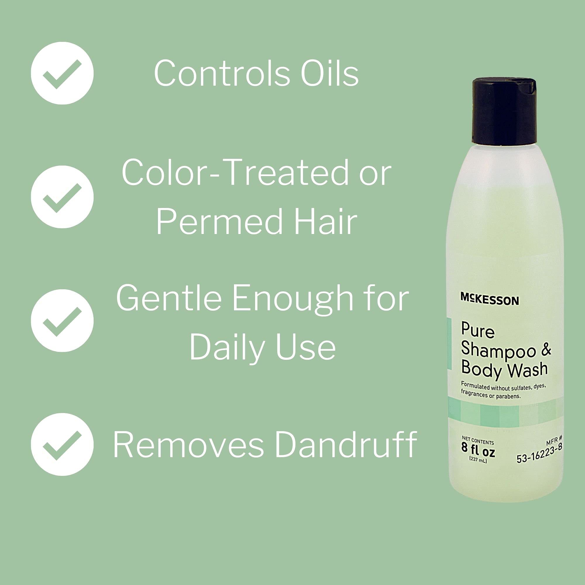 McKesson Pure Unscented Shampoo & Body Wash - Sulfate, Dye, Fragrance & Paraben Free - 8 oz (48 Count) - Gentle Cleansing for Sensitive Skin & Daily Hygiene Care