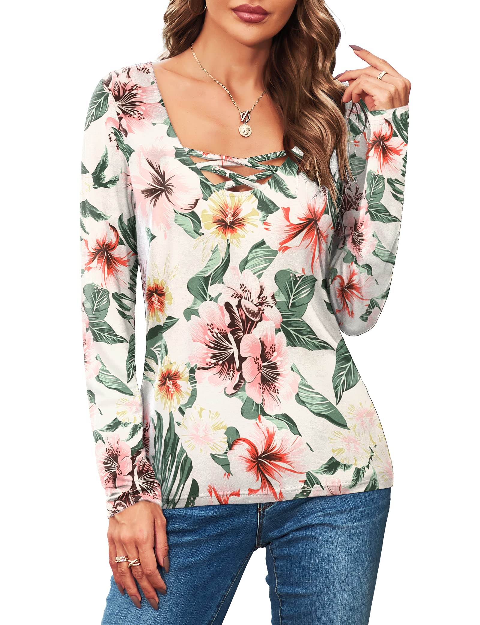 Sarin Mathews Women's Criss Cross Sleeveless Tank Tops - Summer Casual Basic Tee Shirts & Blouses for Yoga, Beach, and Everyday Wear