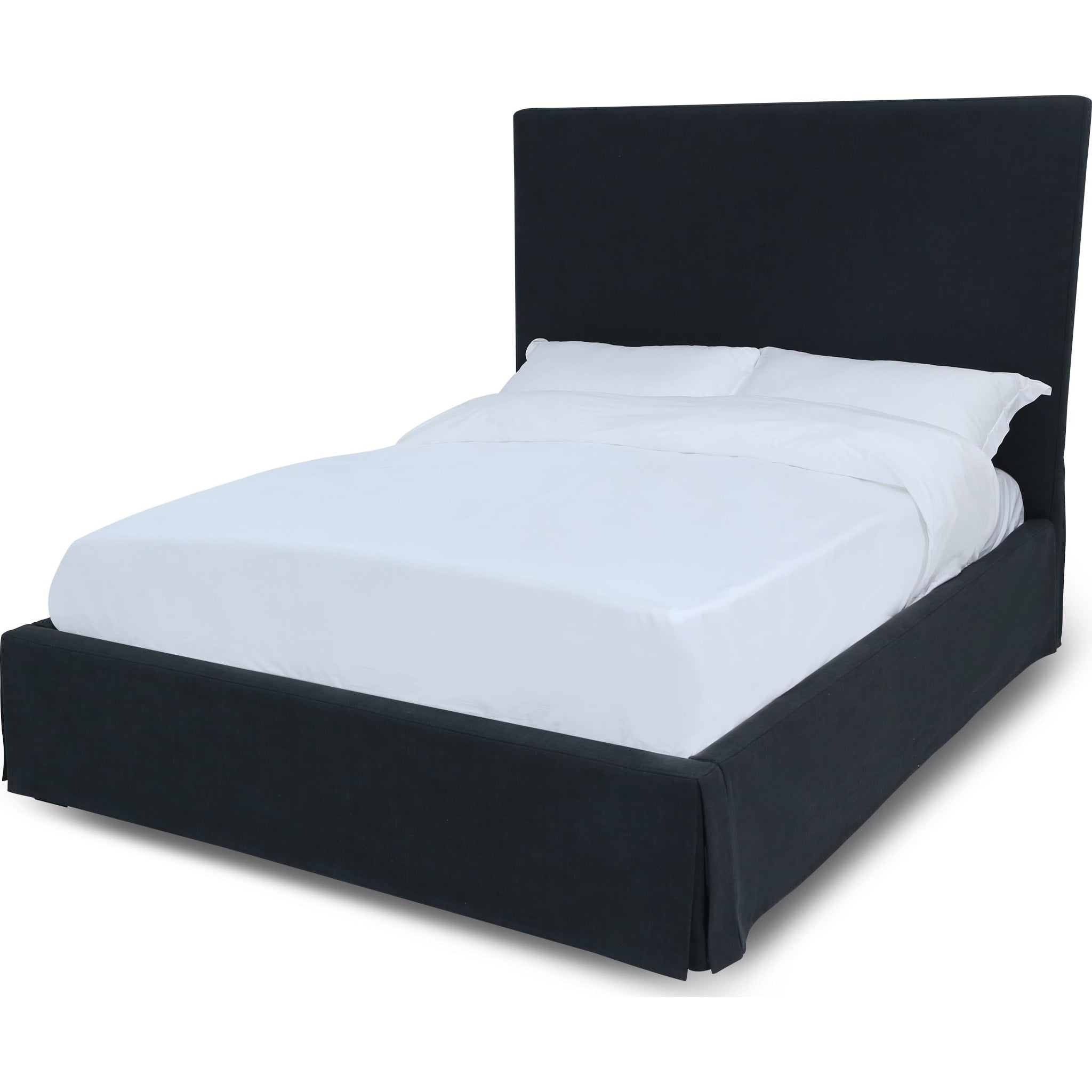Cheviot Upholstered Skirted Panel Bed Frame - Queen Size Iron Platform Bed with Headboard - Perfect for Modern Bedroom & Guest Room Decor
