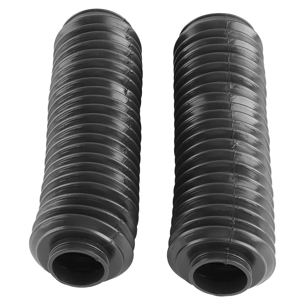 Black Motorcycle Fork Boots - 1 Pair Rubber Shock Cover Sleeves for ATV & Dirt Bike (9