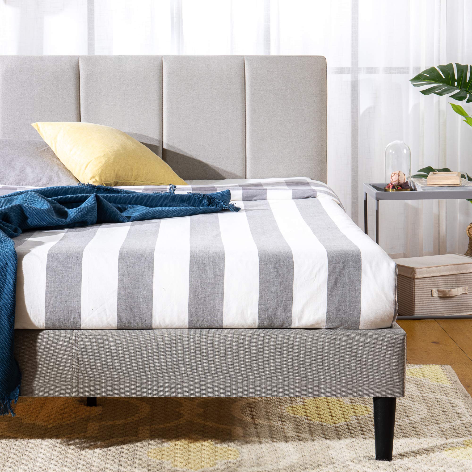 ZINUS Maddon Full Size Upholstered Platform Bed Frame with Wood Slat Support - No Box Spring Needed, Easy Assembly, Beige - Perfect for Modern Bedrooms & Guest Rooms