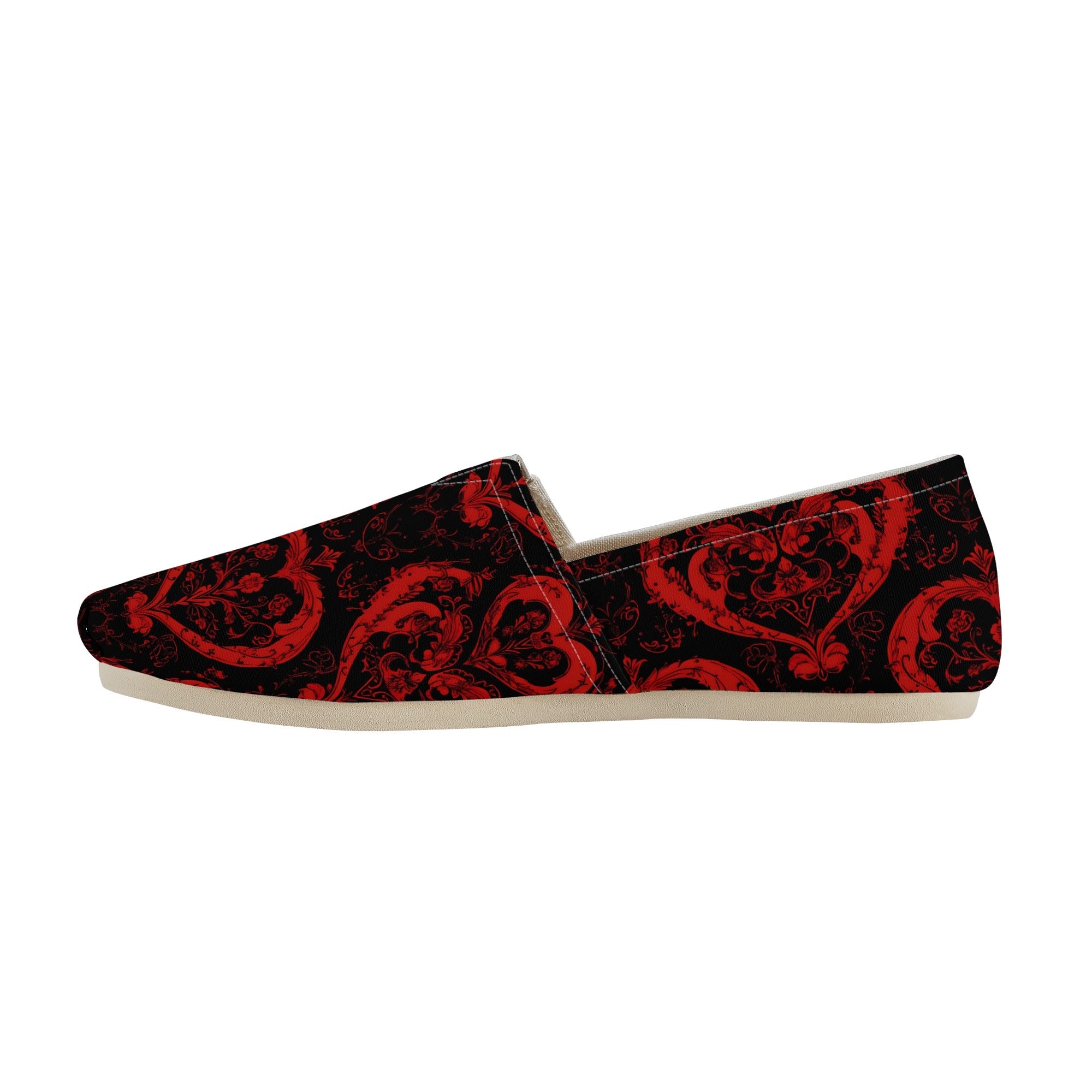 Gothic Red Hearts Casual Shoes for Women - Comfortable Walking Shoes with Cute Heart Design - Perfect for Daily Wear, Dating, and Parties