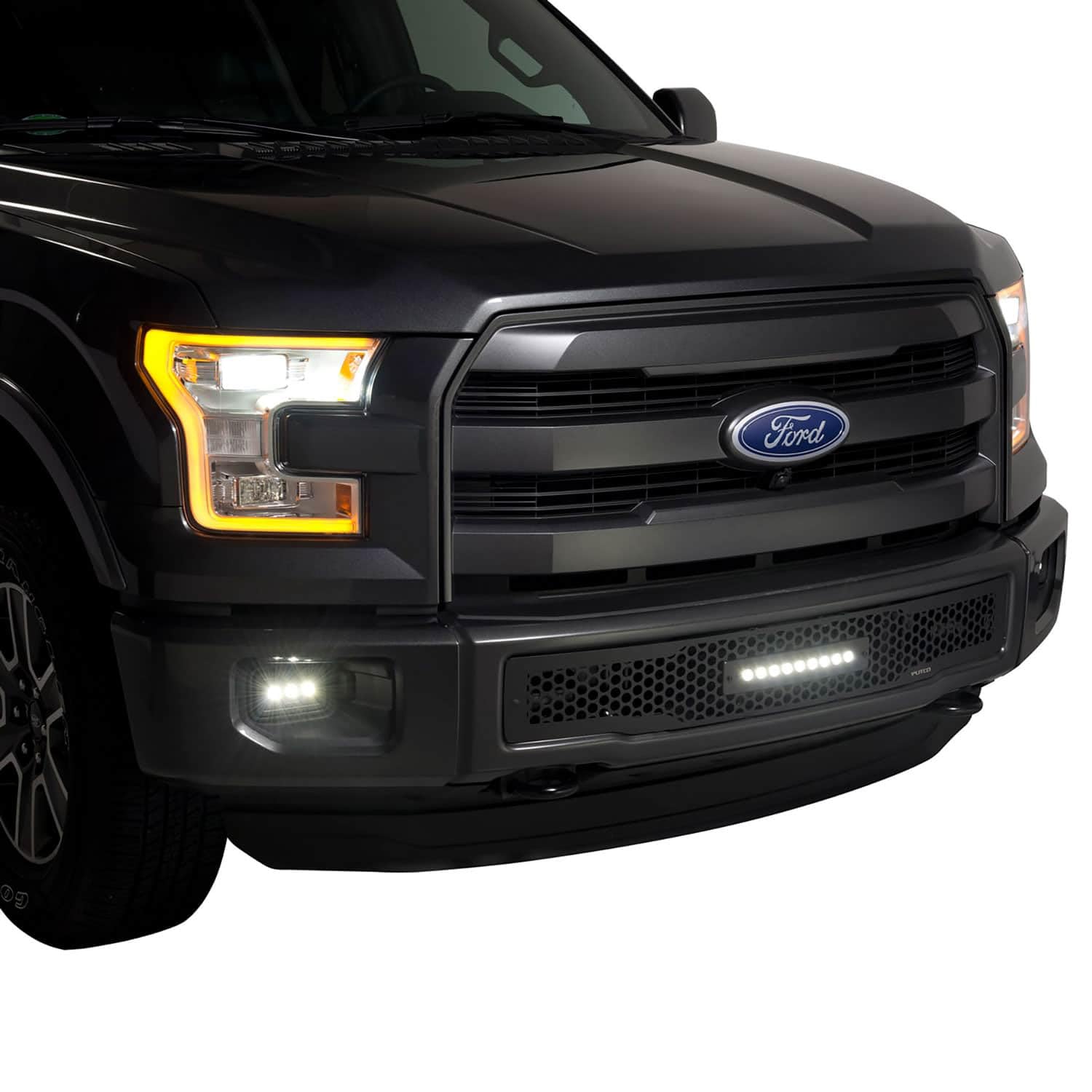 Putco 87164 Black Hex Style LED Grille Light Kit for 2019-2022 Ford Ranger with Adaptive Cruise - Upgrade Your Truck's Front Grille Lighting for Off-Road & Night Driving