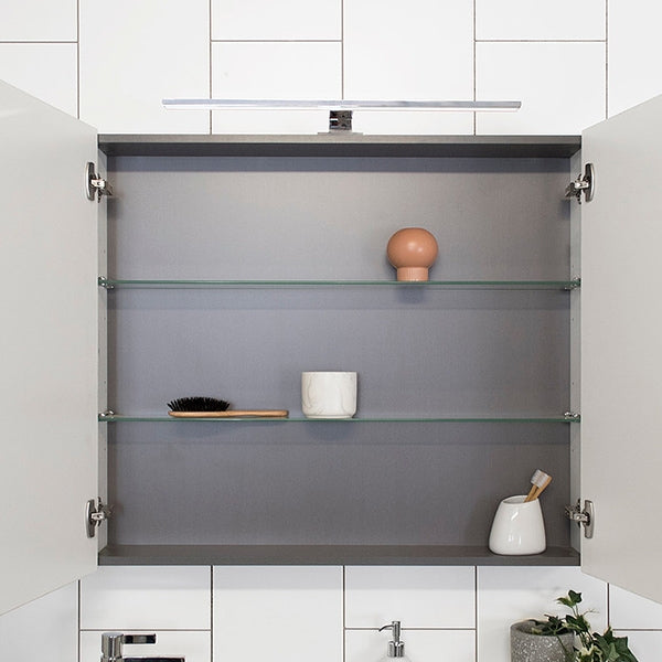 ADP Glacier Pro Shaving Cabinet - Premium Bathroom Storage with LED Mirror & Lockable Medicine Cabinet for Grooming Essentials - Perfect for Modern Bathrooms, Vanities & Home Organization