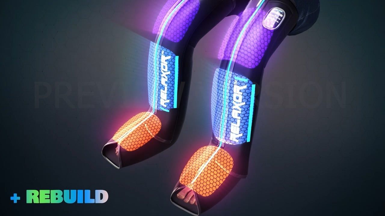 Relaxor Recover E Full Leg Recovery Therapy - Compression Sleeves for Muscle Pain Relief & Circulation - Ideal for Athletes, Runners & Post-Workout Recovery