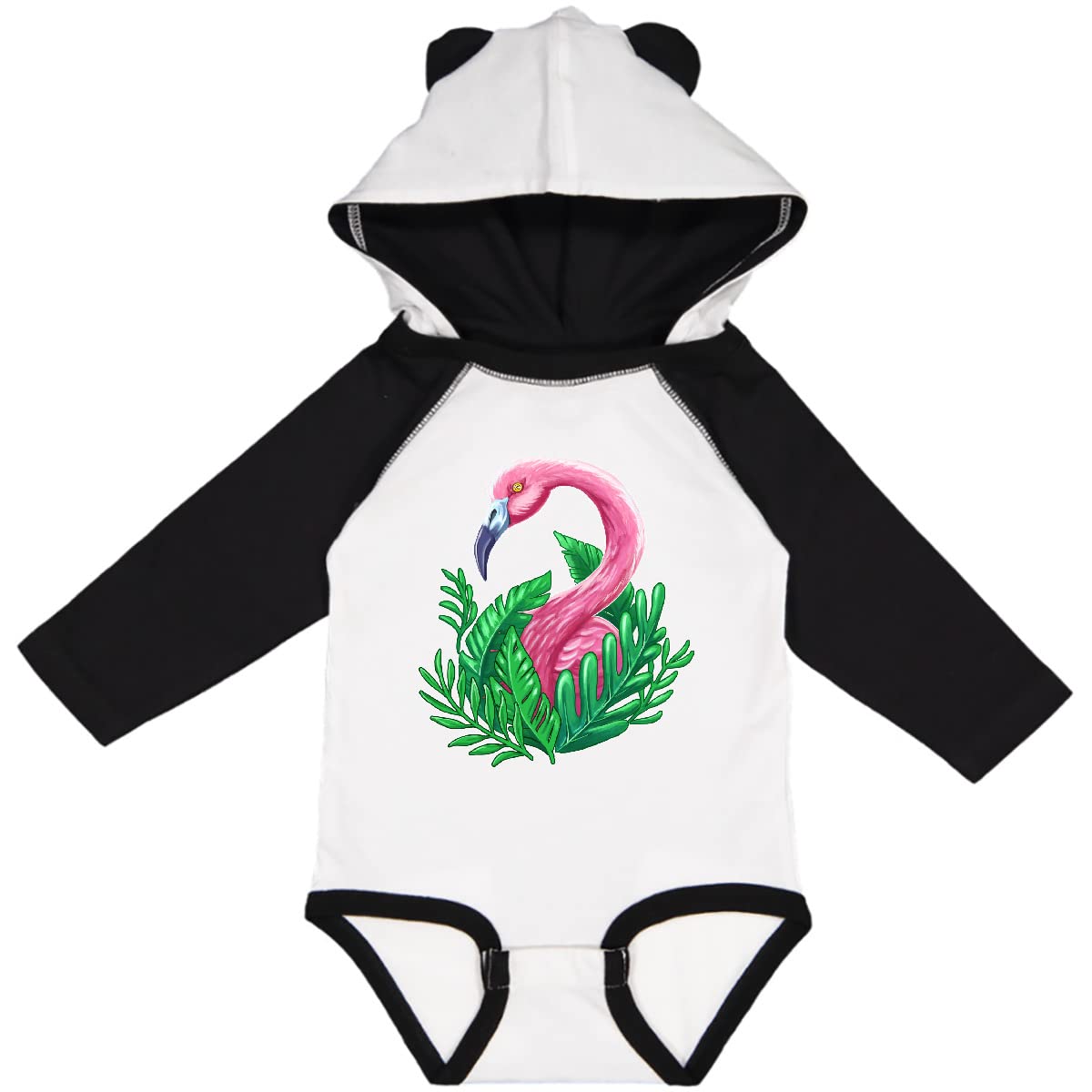 Inktastic Flamingo & Tropical Plants Long Sleeve Baby Bodysuit - Soft Cotton Onesie for Newborns & Infants - Perfect for Beach Vacations, Summer Outings & Tropical Theme Photoshoots