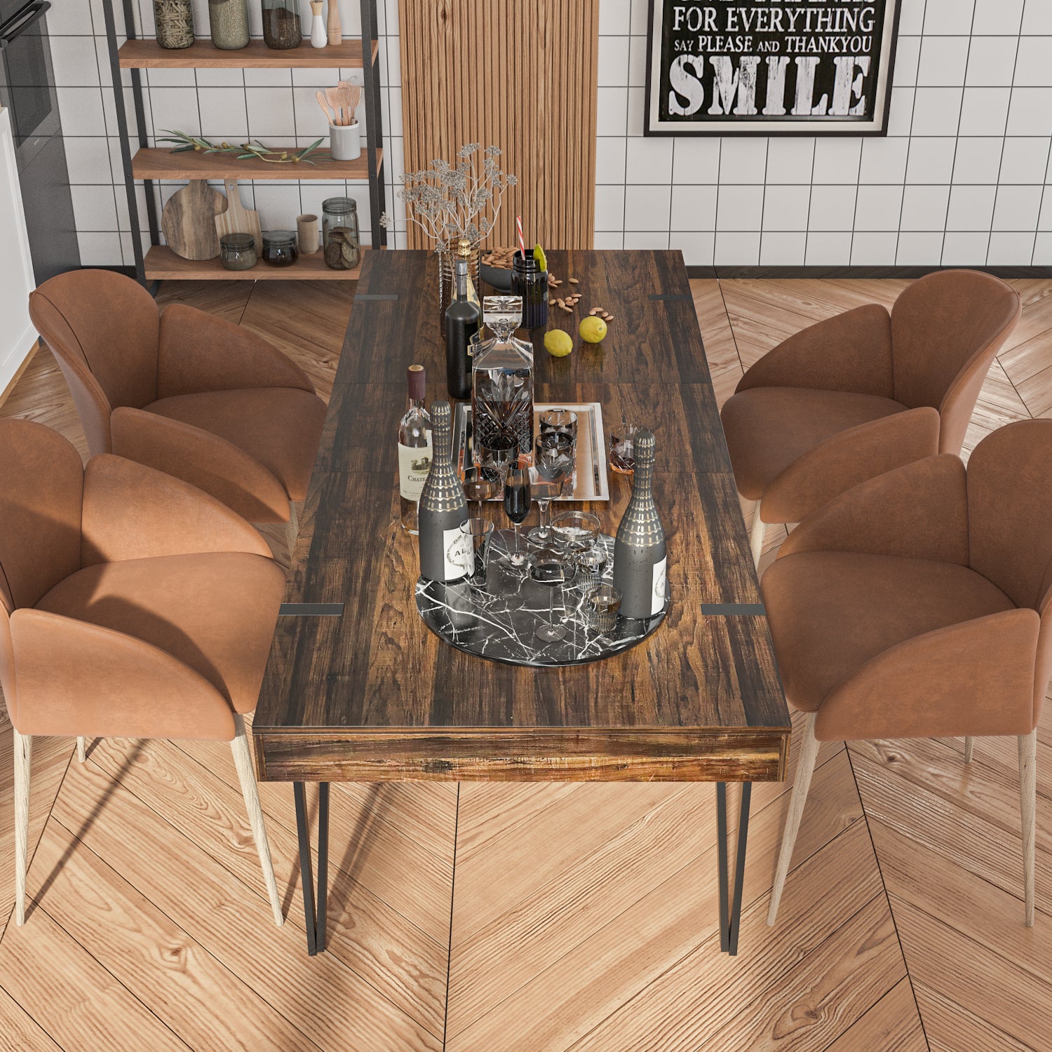 62W 78.7W Extendable Dining Table - Expandable Wooden Dining Table for Small Spaces - Perfect for Family Gatherings & Dinner Parties