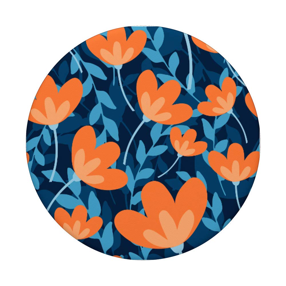 Orange Flowers PopSockets Phone Grip & Stand - Expandable Phone Holder for iPhone, Samsung, Tablets - Perfect for Selfies, Watching Videos & Secure Grip While Traveling
