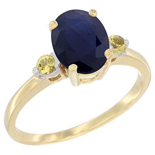14K Yellow Gold Oval Sapphire Ring (9x7mm) for Engagement & Wedding