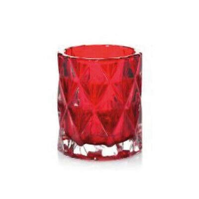 Fractal Glass Votive Candle Holder - Ruby Red - Yankee Candle for Home Decor, Wedding Centerpieces & Romantic Ambiance