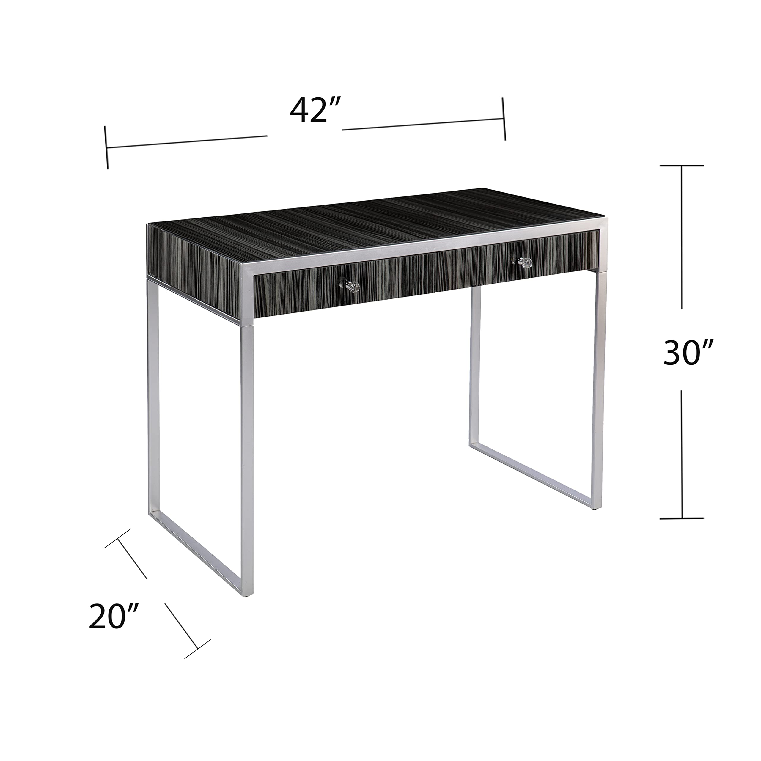 SEI Furniture Harpsden Writing Desk - Silver Finish Modern Home Office Desk for Study, Work & Small Spaces | Perfect for Remote Work, Online Classes & Crafting
