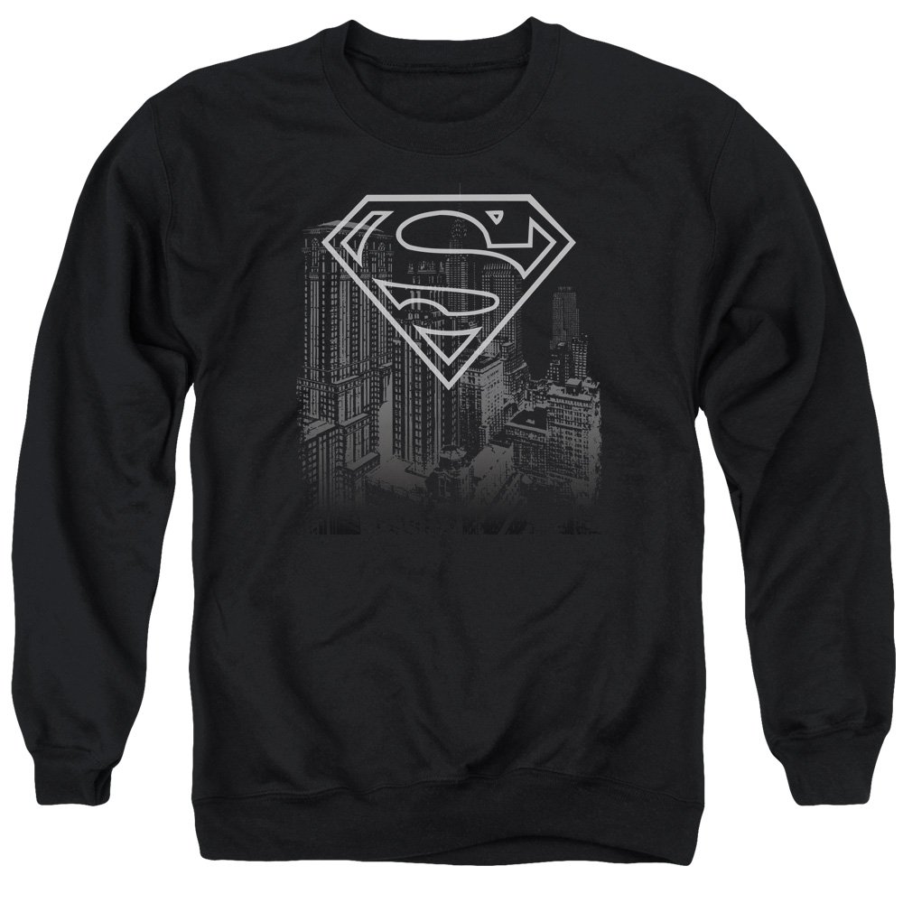 Superman Skyline Graphic Unisex Crewneck Sweatshirt for Men & Women - Casual Streetwear, Gift for Comic Fans, Cosplay & Everyday Wear