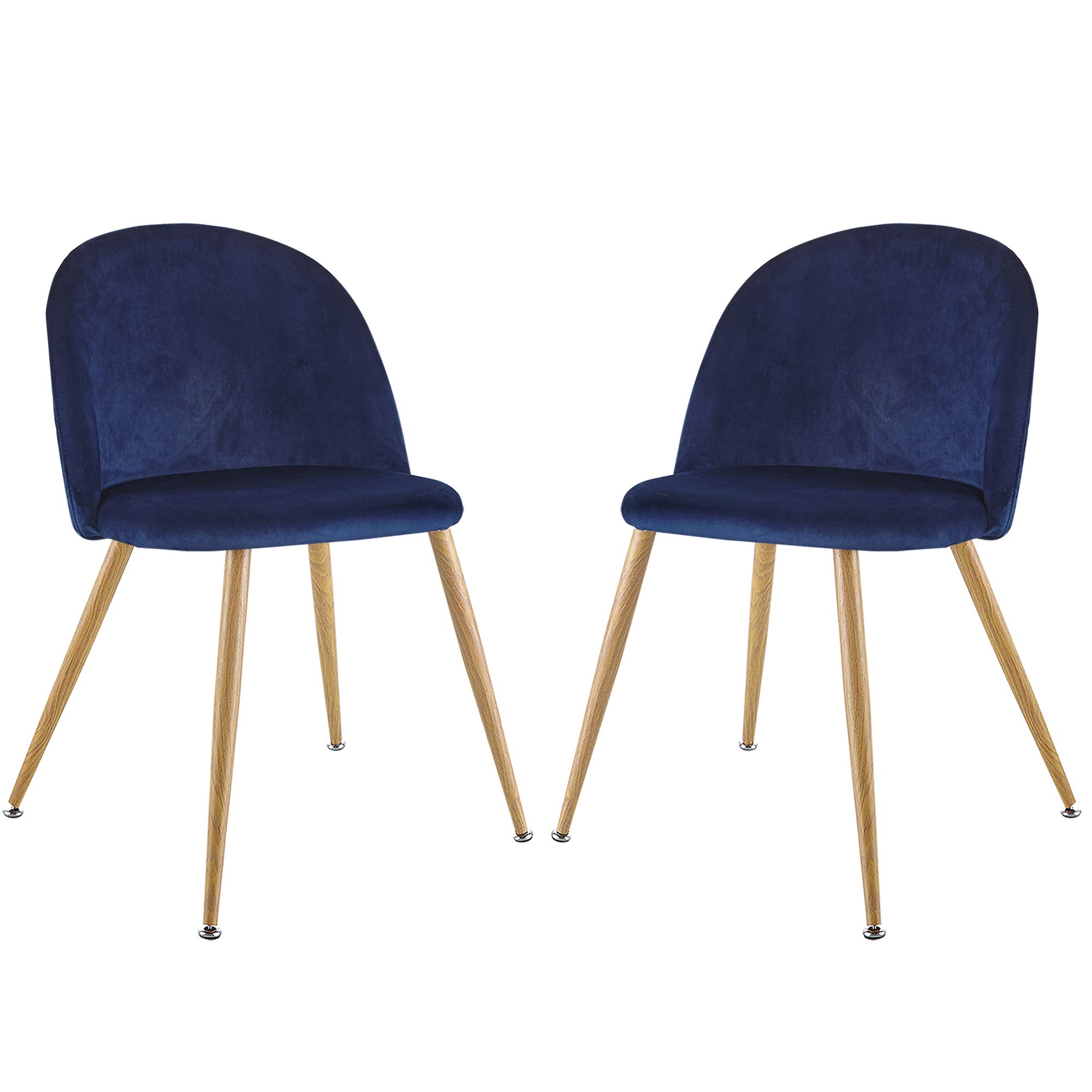Modern Velvet Dining Chairs Set of 2 - Mid Century Kitchen Chairs with Metal Legs, Accent Side Chairs for Living Room, Dining Room & Kitchen - Blue Velvet Upholstery | Perfect for Home Decor, Small Spaces & Entertaining Guests