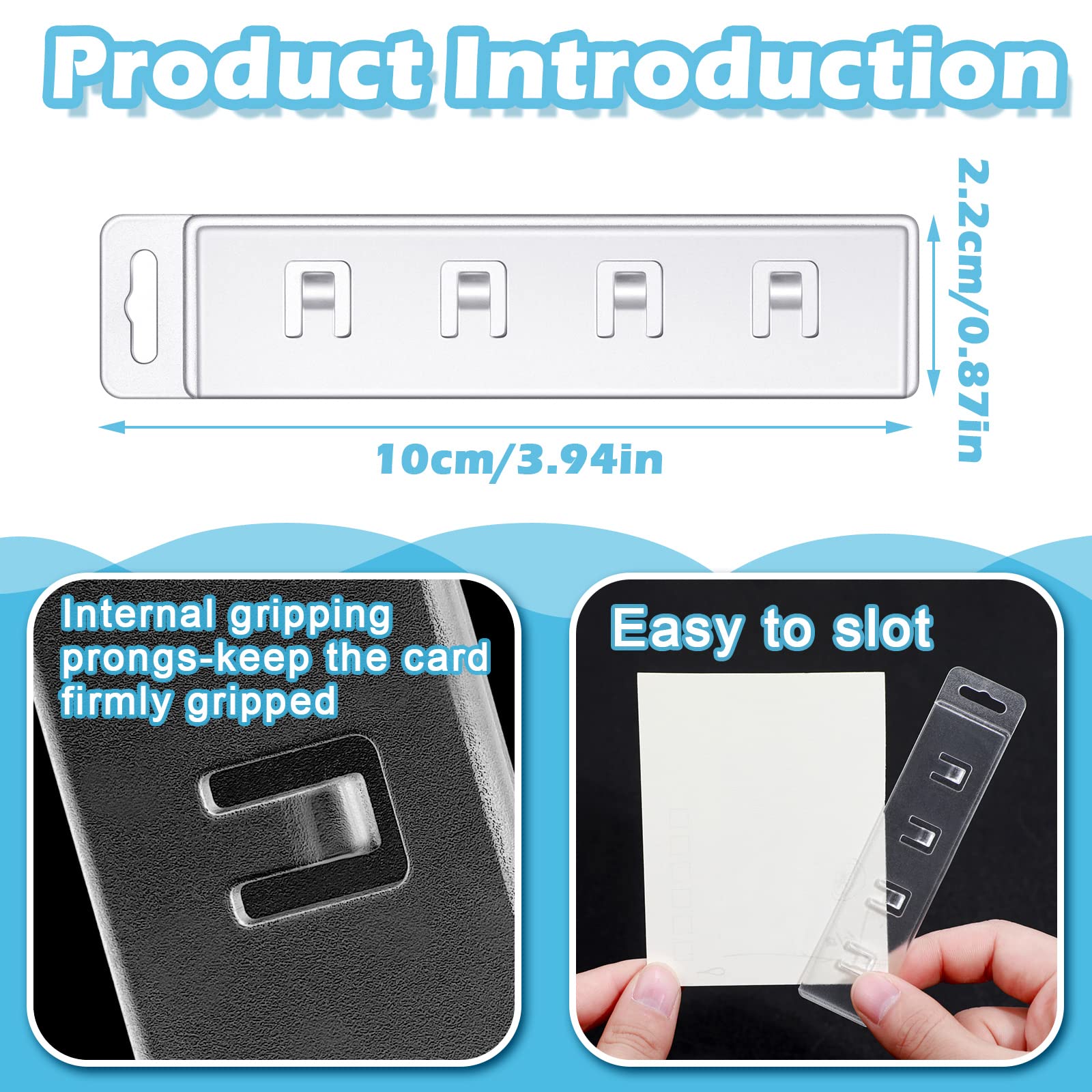 Sinmoe 10 Pack Clear Plastic Vertical Half Card ID Badge Holder - Easy Slide Swipe Holder with Gripper for ID, Credit & Name Cards - Perfect for Office, School & Security Access