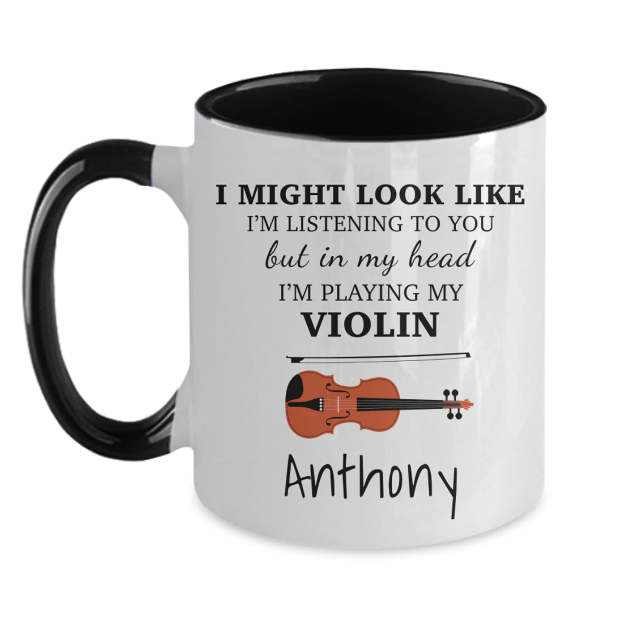 Personalized Violin Mug - 15 oz & 11 oz Large Ceramic Coffee Cup - Perfect Gift for Violin Players & Music Lovers - Dishwasher & Microwave Safe - Ideal for Coffee, Tea, Hot Chocolate & Office/Home Use