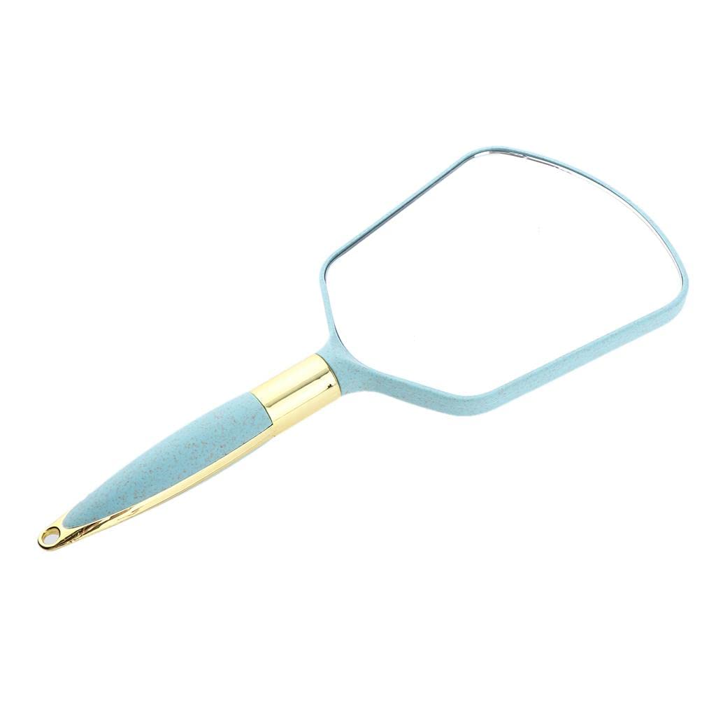 LOSA PVC Handheld Makeup Mirror - Compact Cosmetic Mirror for Vanity, Home, Salon & Travel - Lightweight & Durable - Perfect for On-the-Go Touchups & Professional Makeup Application (Blue)